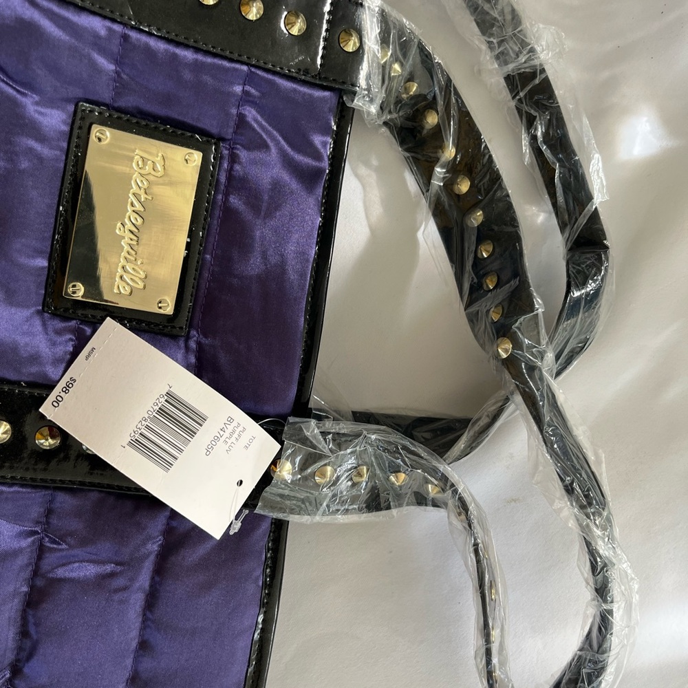 Betsey Johnson Purple Tote with Black Studded Straps - Picture 2 of 6